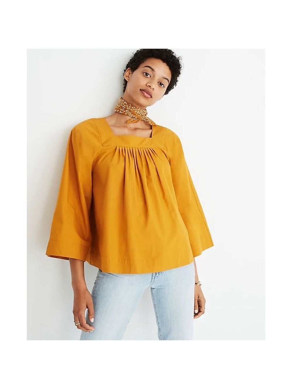 Madewell Yellow Swing Top Square Neck XS